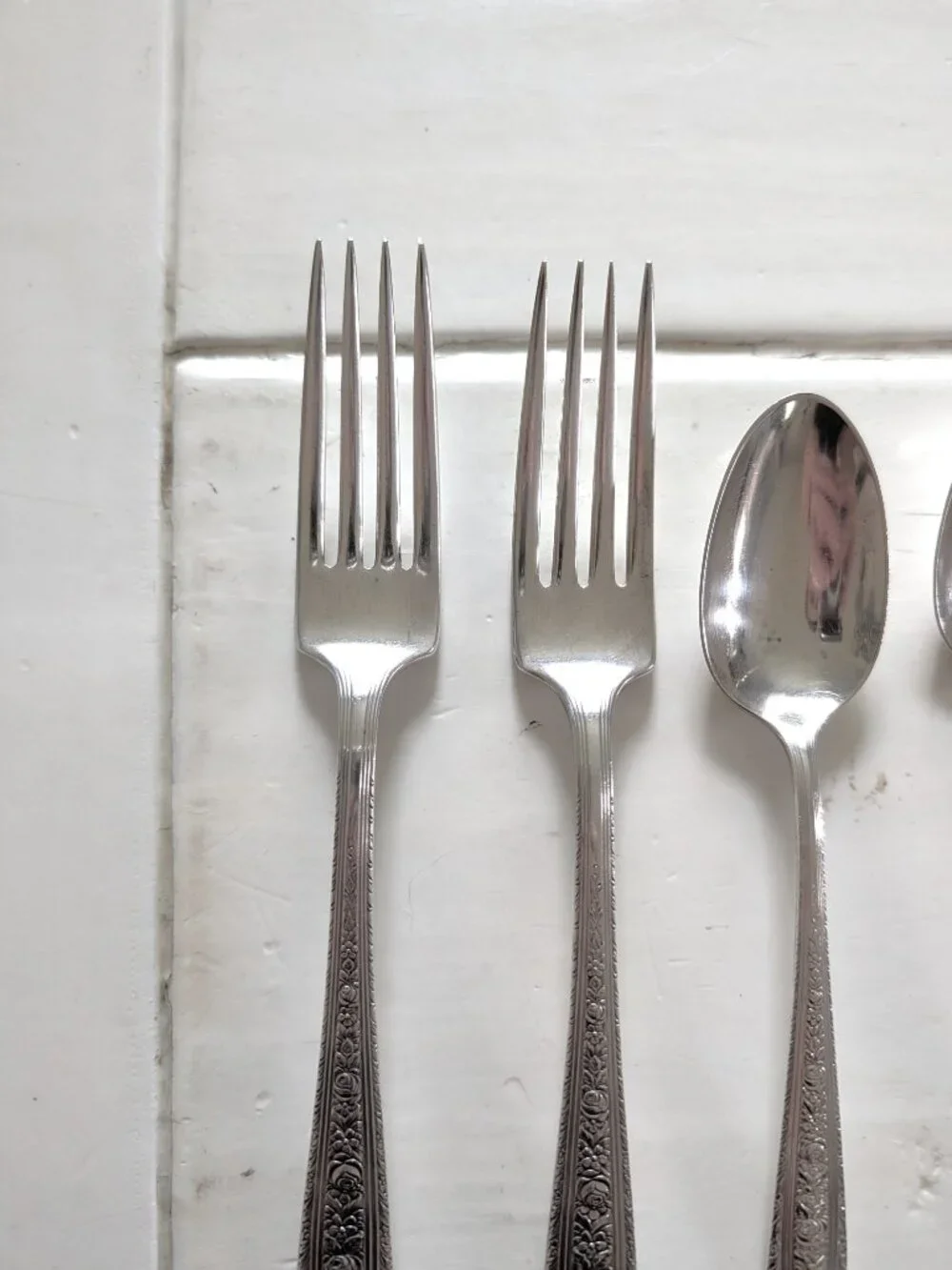 VTG Wallace Normandie Sterling Silver Flatware Set 4 Pc 2 Dinner Forks 2 Spoons